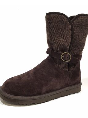UGG Nyla Brown Suede Mid-Calf Boot with Buckle